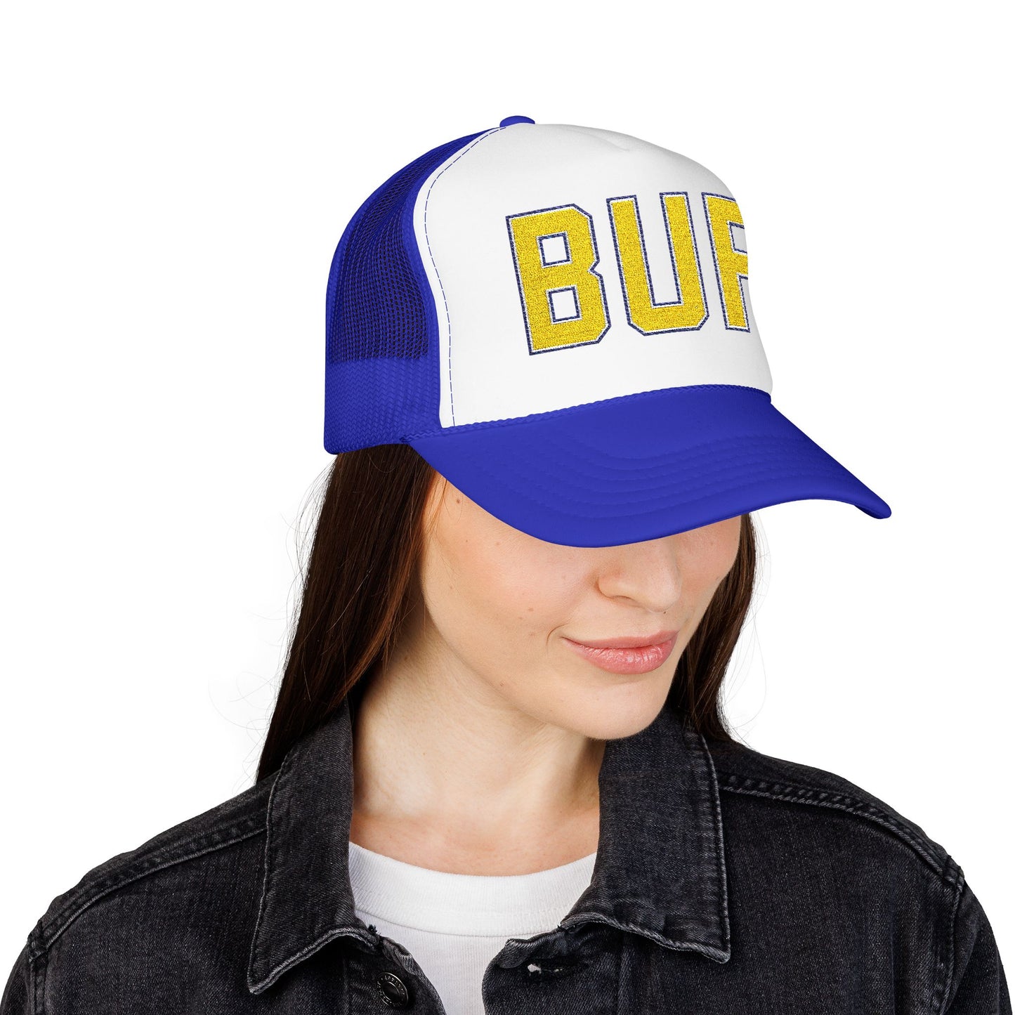 Buffalo Trucker Hat – BUF Embroidered Blue & Gold Cap | 716 Buffalo Apparel | Teesrus716