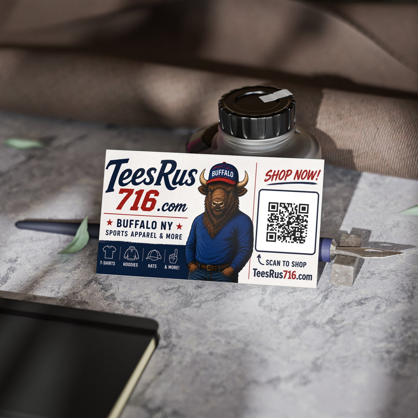 Buffalo Mascot Business Cards — TeesRus716 QR Promo Card