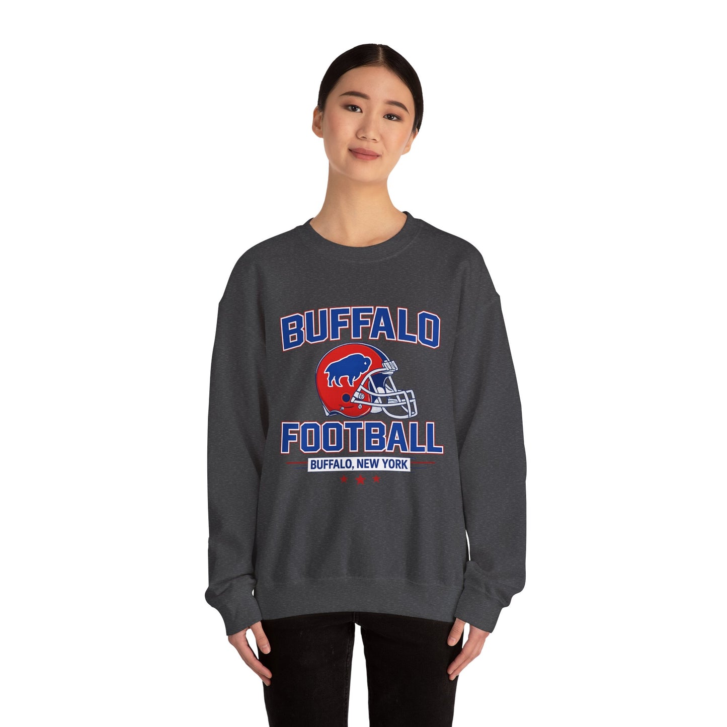Buffalo Football Crewneck Sweatshirt – 716 Helmet Graphic | Teesrus716