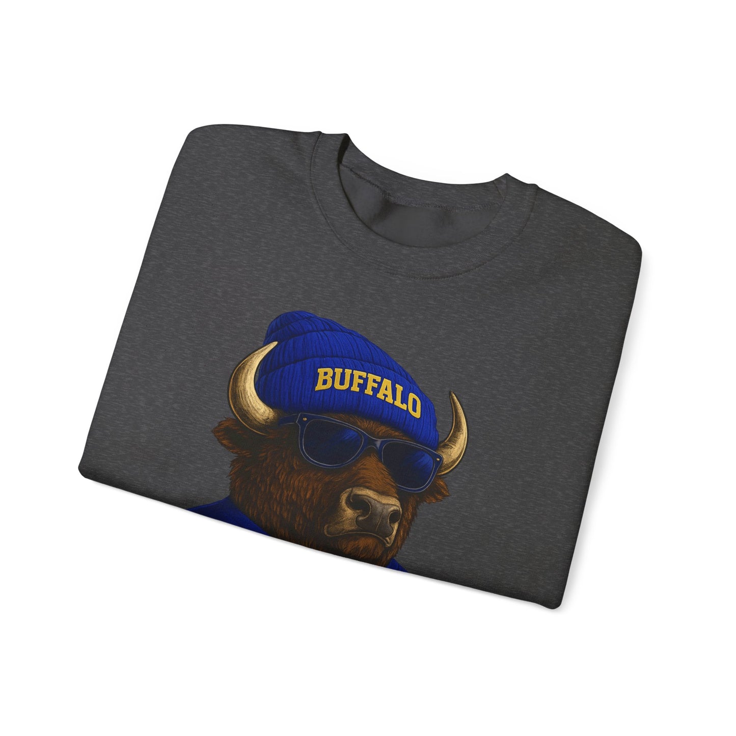 Buffalo Hockey Bison Crewneck Sweatshirt - Blue and Gold