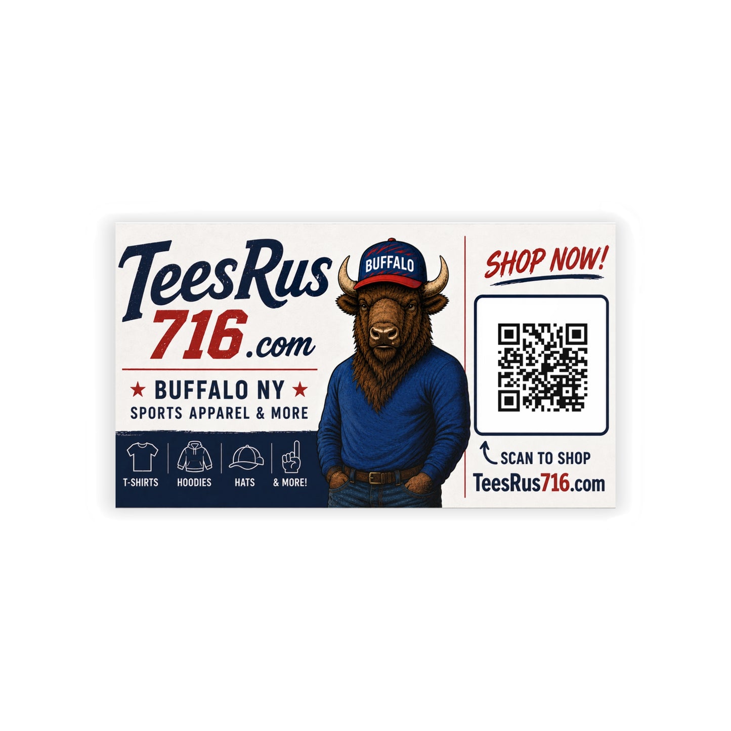 Buffalo Mascot Business Cards — TeesRus716 QR Promo Card