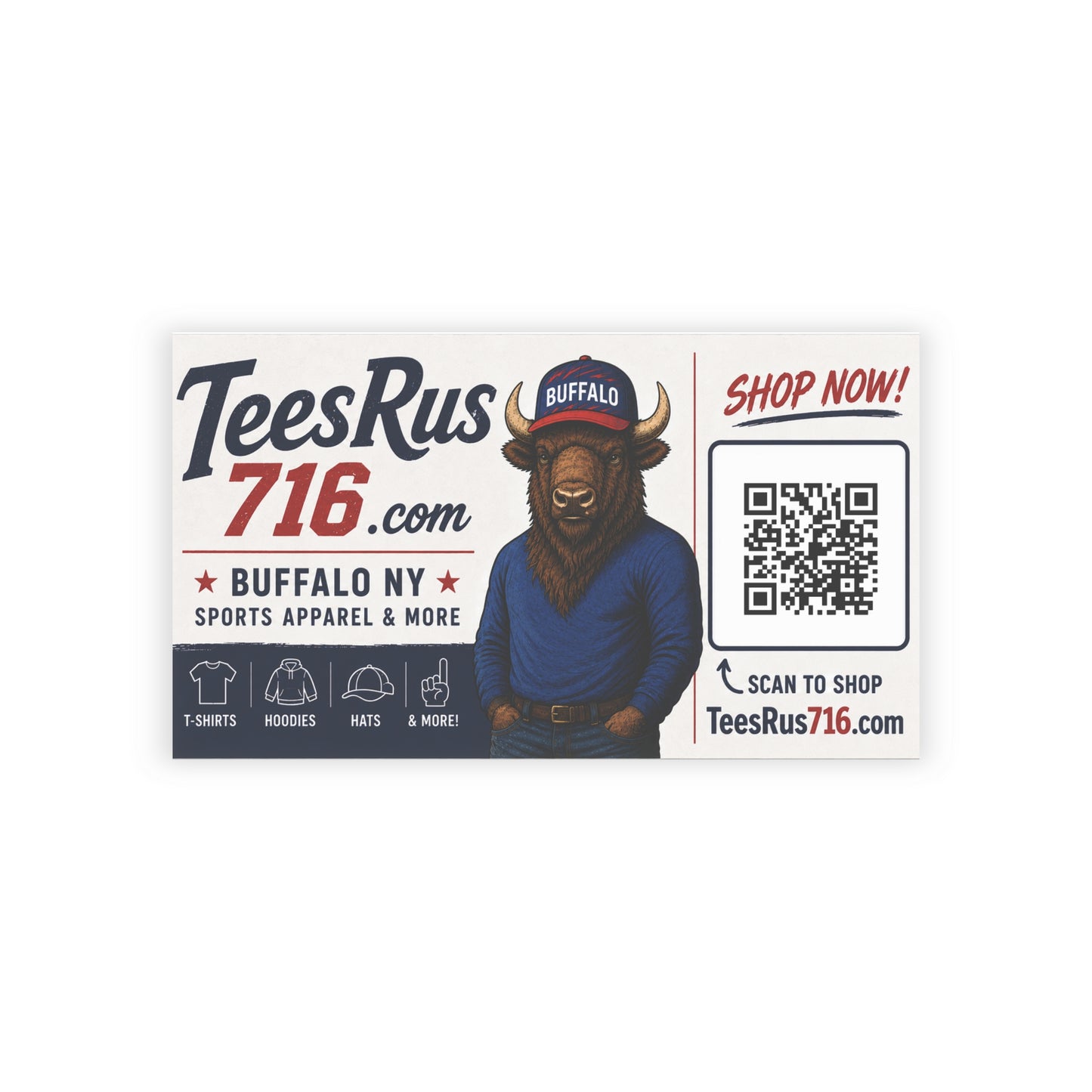 Buffalo Mascot Business Cards — TeesRus716 QR Promo Card
