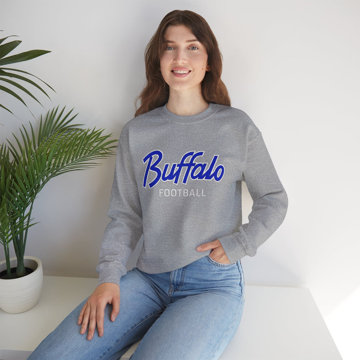 Buffalo Football Nickel City Crewneck Sweatshirt | Vintage Embroidered Buffalo Football Sweatshirt