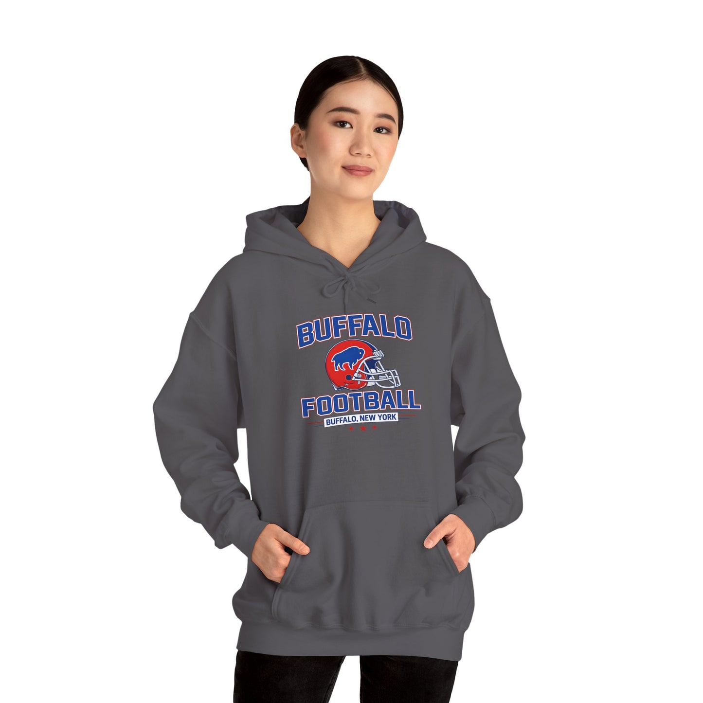 Buffalo Football Hoodie | Vintage Buffalo Helmet Pullover Hoodie | Buffalo NY Fan Apparel