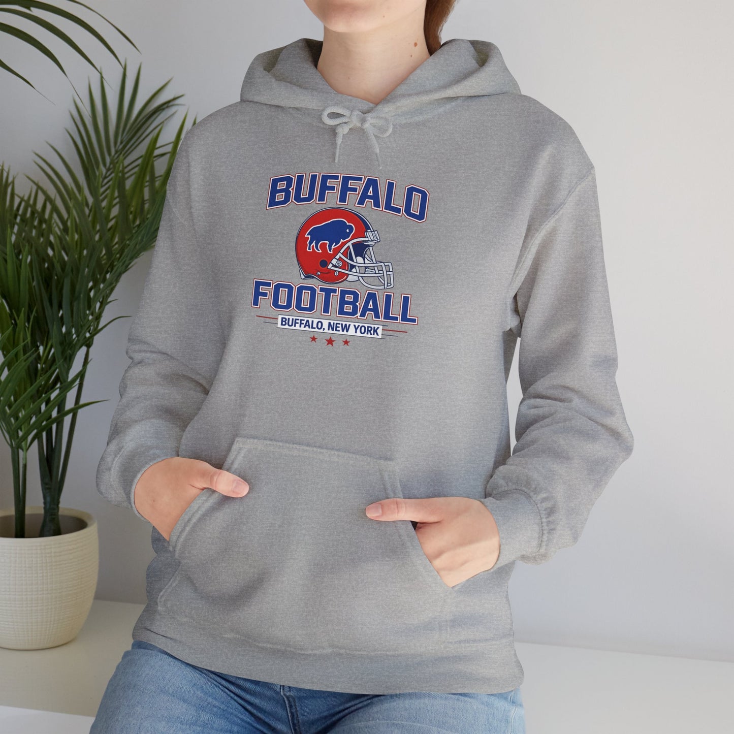 Buffalo Football Hoodie | Vintage Buffalo Helmet Pullover Hoodie | Buffalo NY Fan Apparel