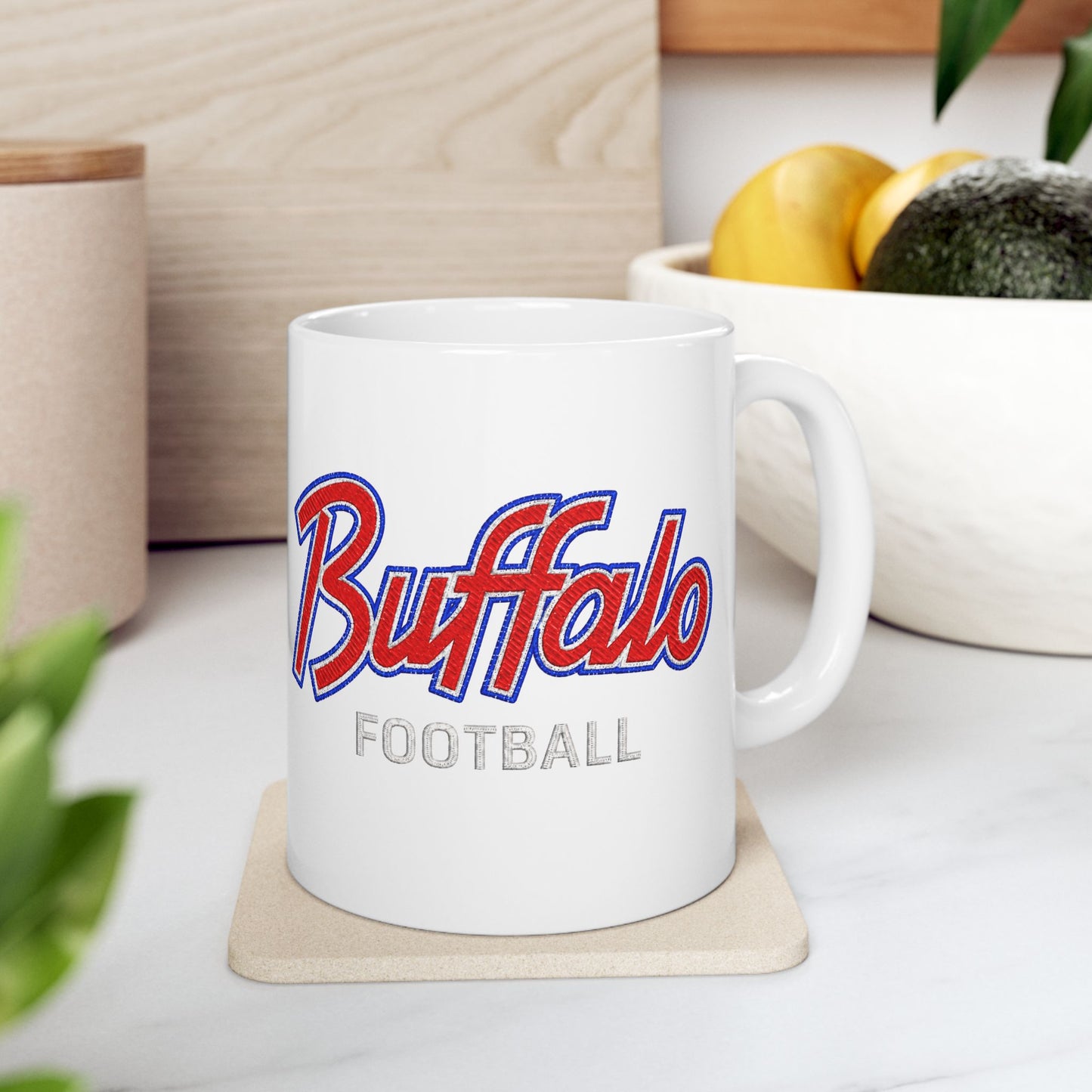 Buffalo Football Retro Logo Ceramic Mug (11oz, 15oz)