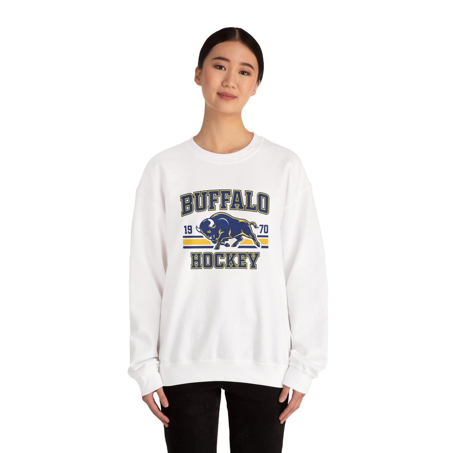 Buffalo NY Hockey Sweatshirt – Retro 1970 Bison 716 Crewneck | Teesrus716