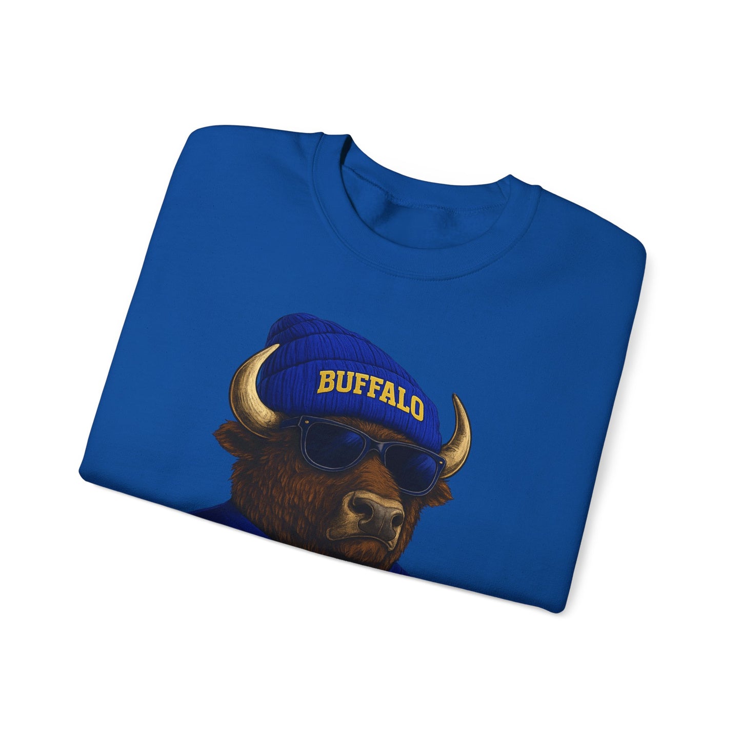 Buffalo Hockey Bison Crewneck Sweatshirt - Blue and Gold