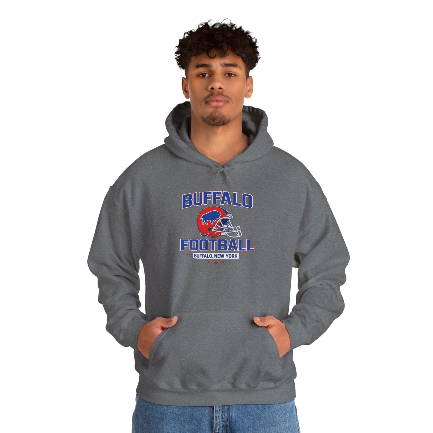 Buffalo Football Hoodie | Vintage Buffalo Helmet Pullover Hoodie | Buffalo NY Fan Apparel