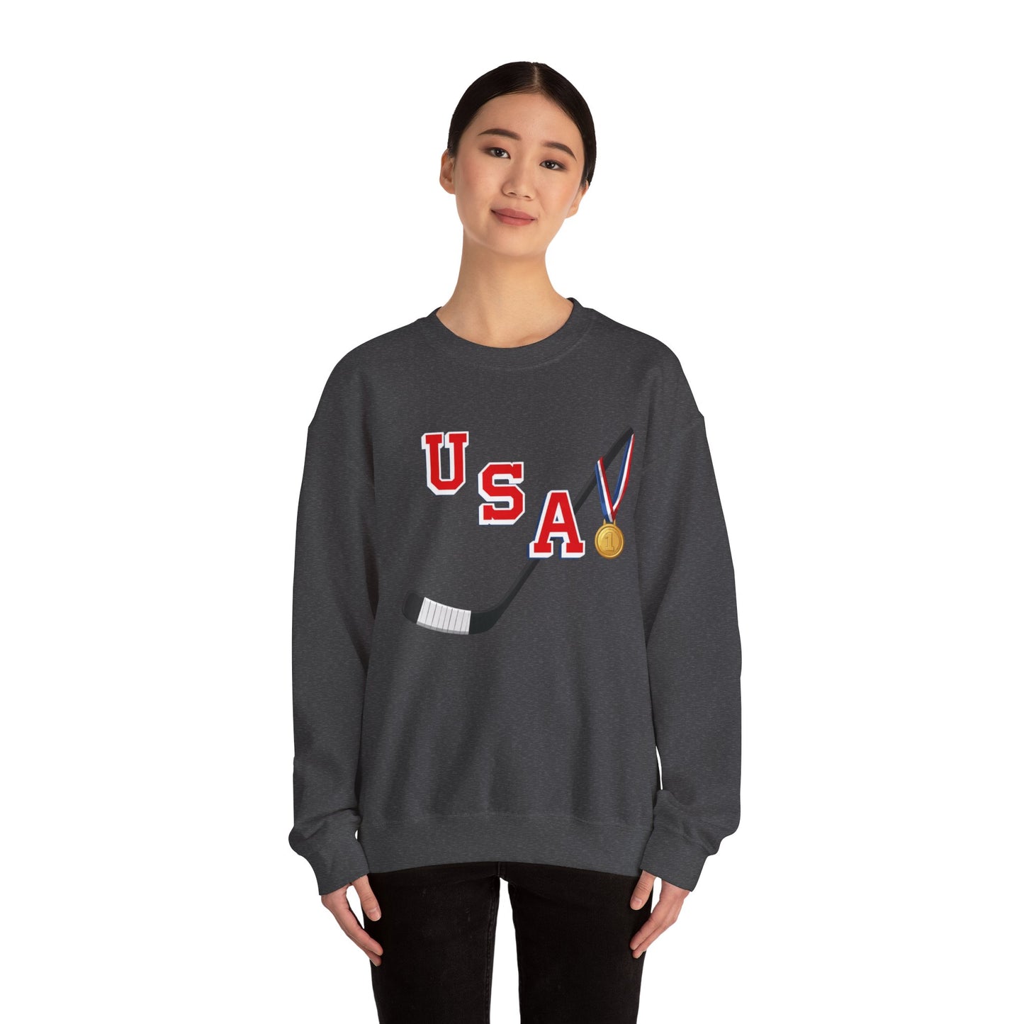 USA Hockey Sweatshirt with Gold Medal Graphic