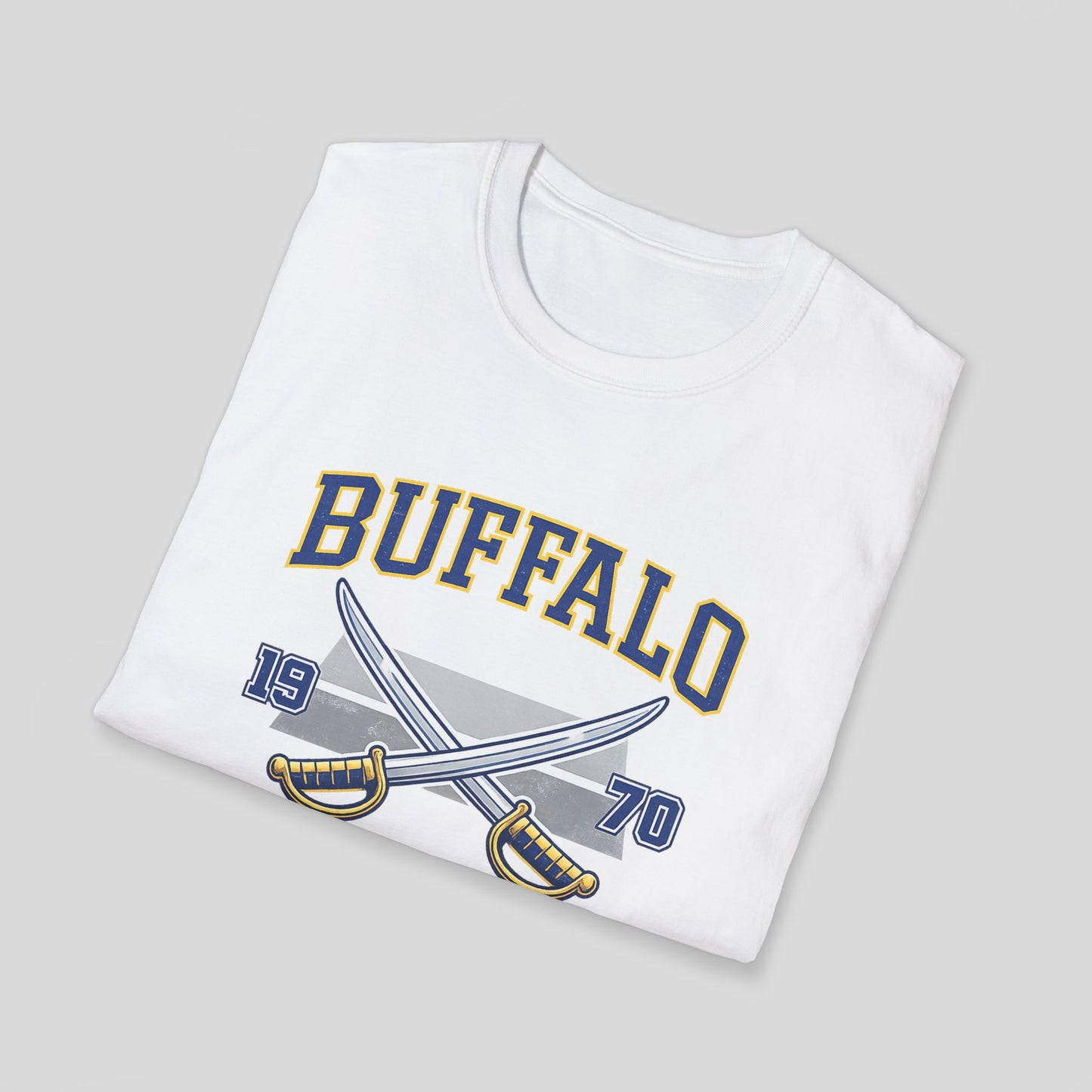 Buffalo Hockey Crossed Sticks T-Shirt — Vintage 1970 Team Tee