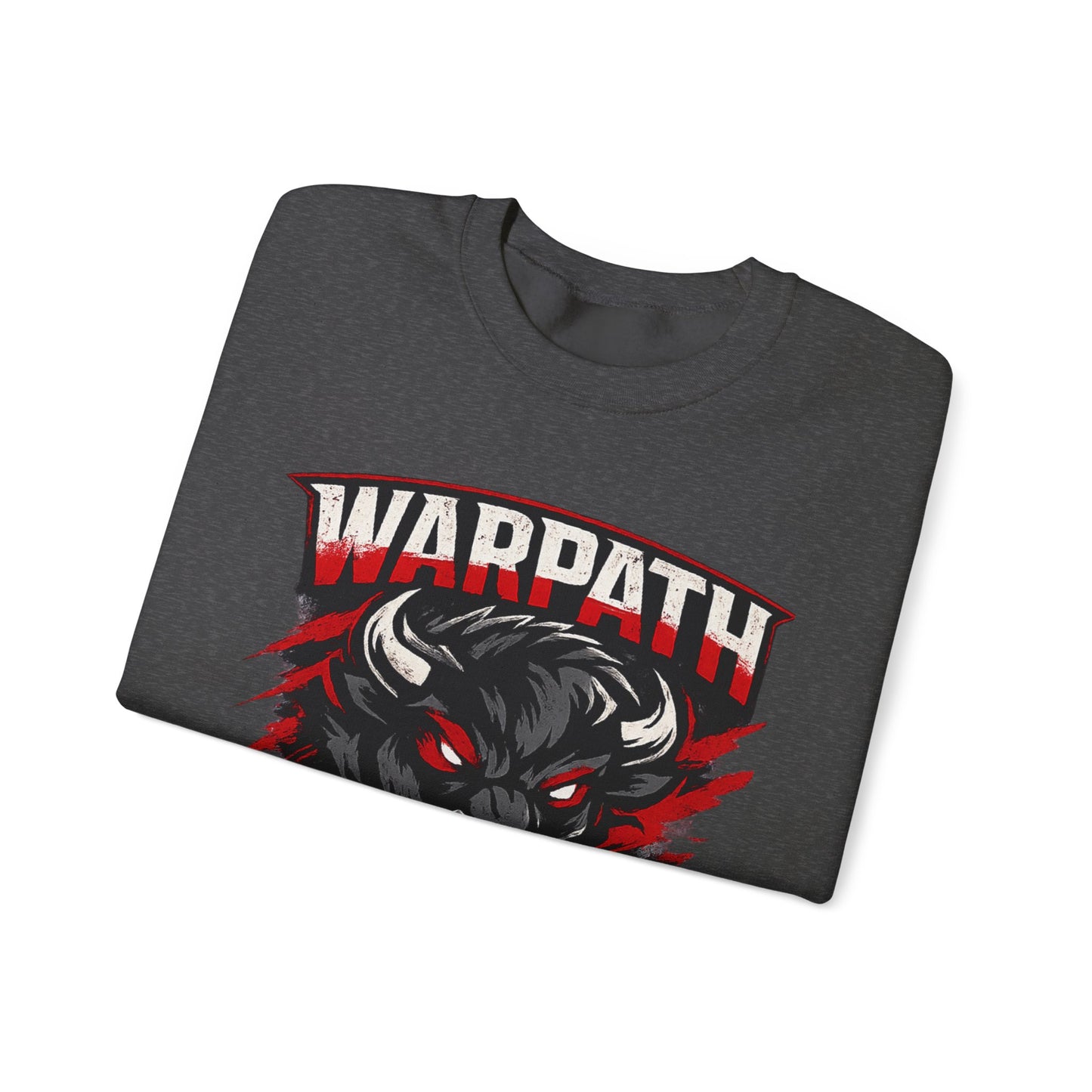 Buffalo Hockey Warpath Crewneck Sweatshirt — Black & Red Team Design