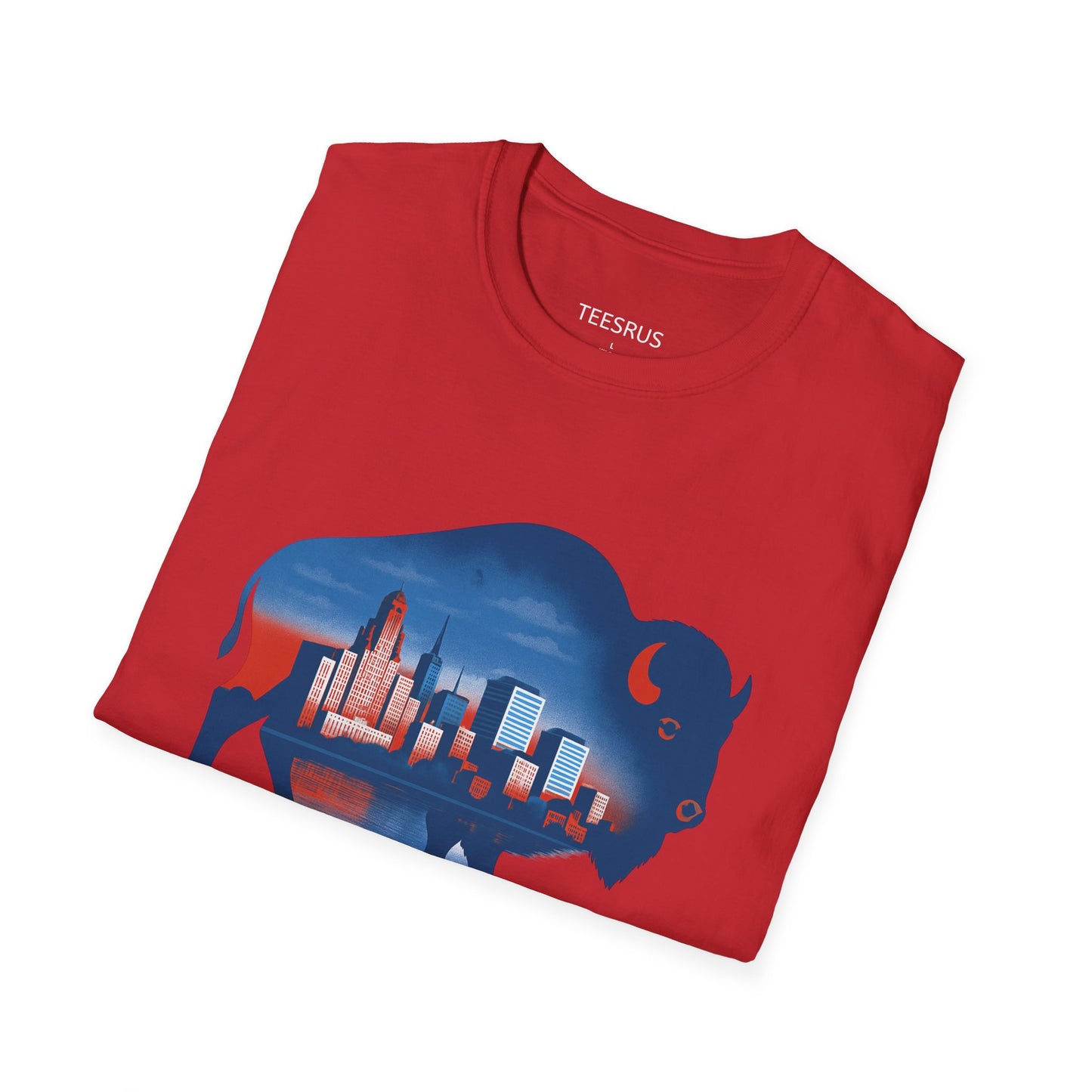 Buffalo NY Skyline Roaming Buffalo T-Shirt, Buffalo NY Skyline Tee, Softstyle Unisex Shirt, Buffalo NY Graphic Tee, Buffalo NY Souvenir