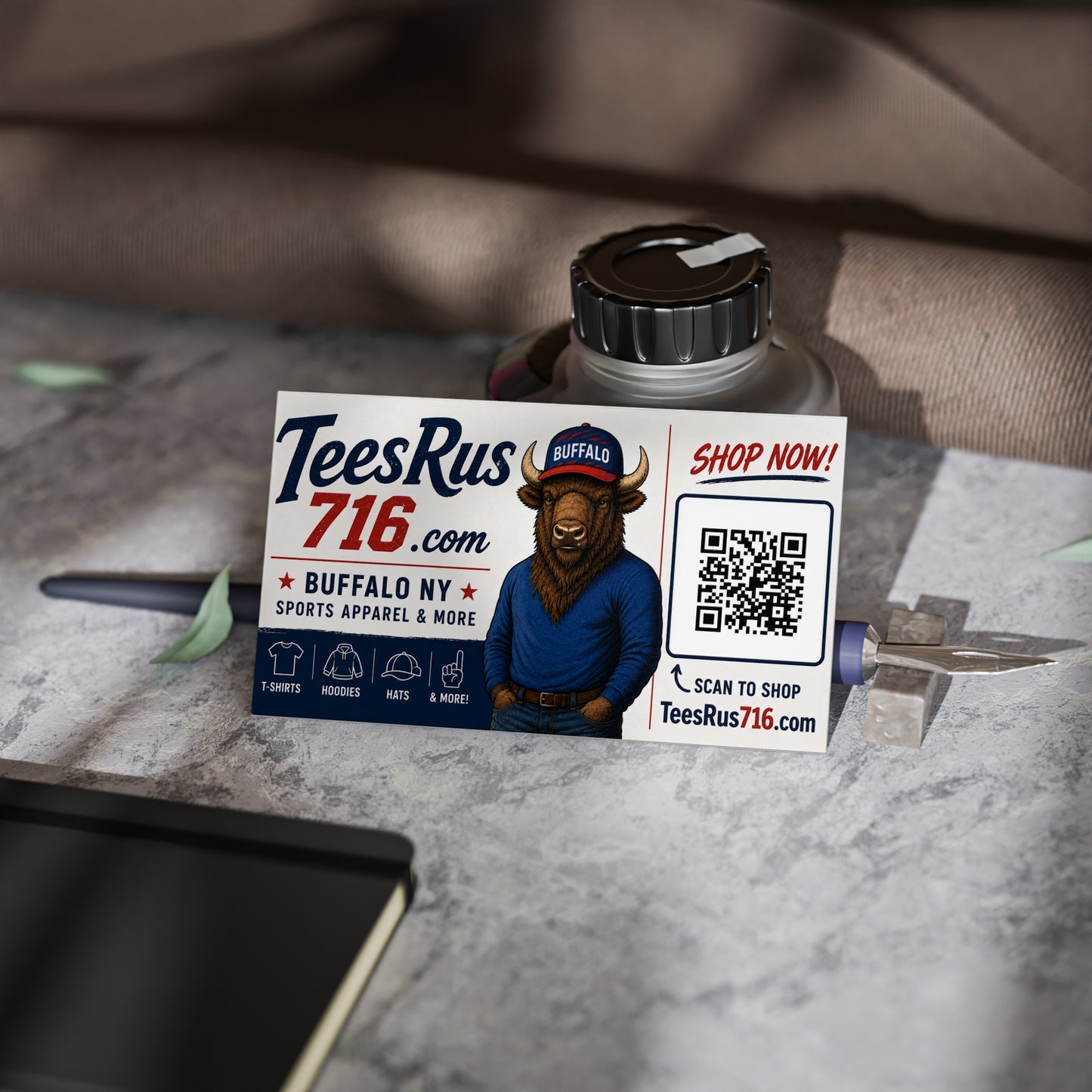 Buffalo Mascot Business Cards — TeesRus716 QR Promo Card