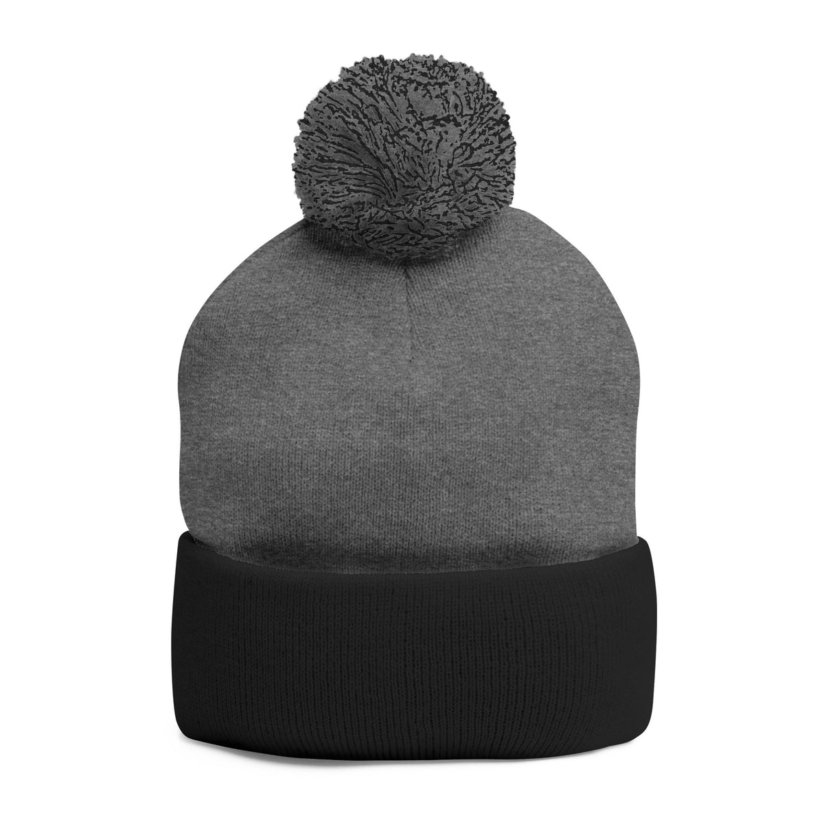 Embroidered Pom-Pom Knit Cap — 'Buffalo Football' Gray Winter Beanie