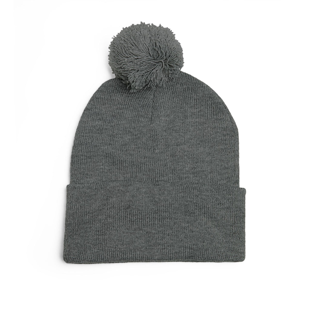 Embroidered Pom-Pom Knit Cap — 'Buffalo Football' Gray Winter Beanie