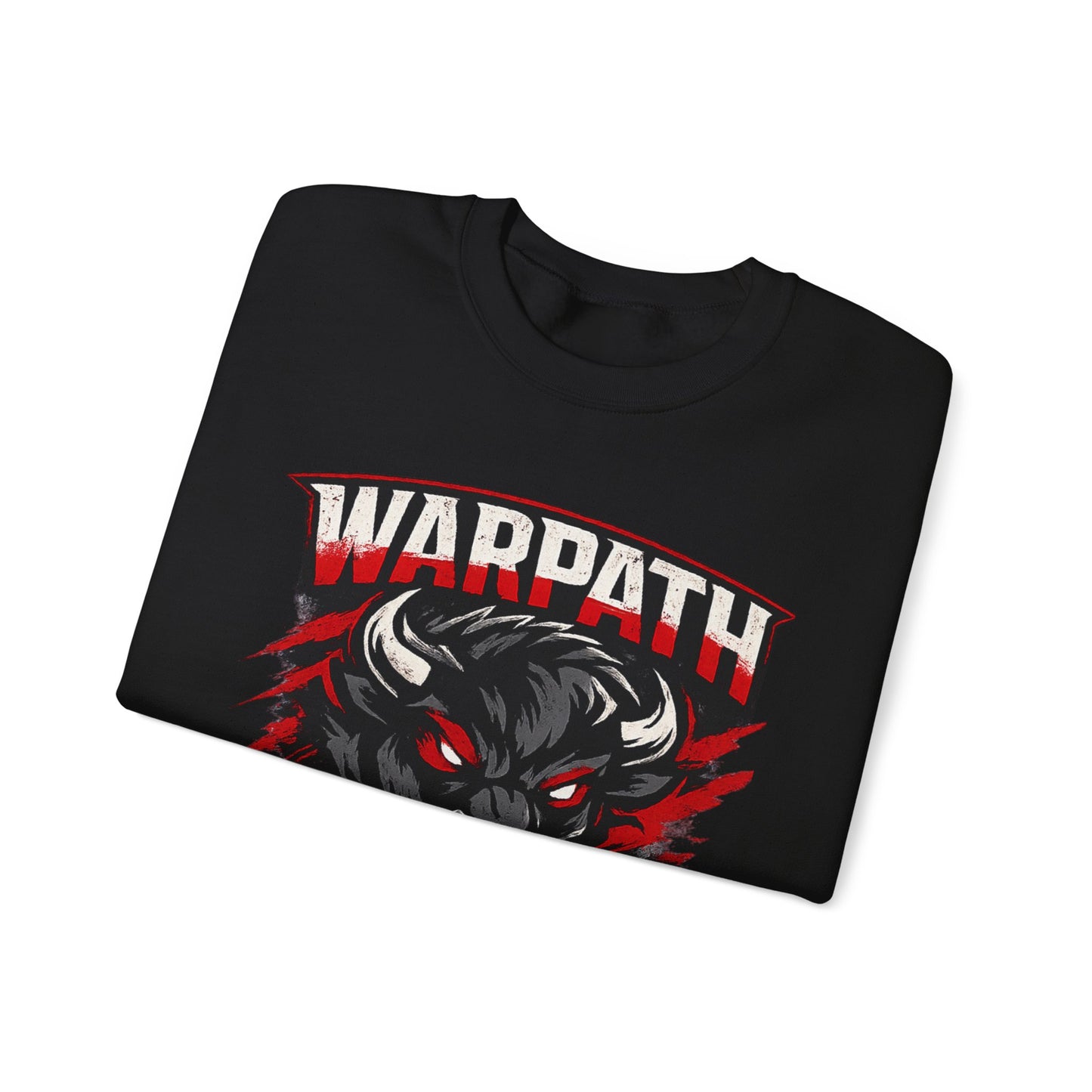 Buffalo Hockey Warpath Crewneck Sweatshirt — Black & Red Team Design