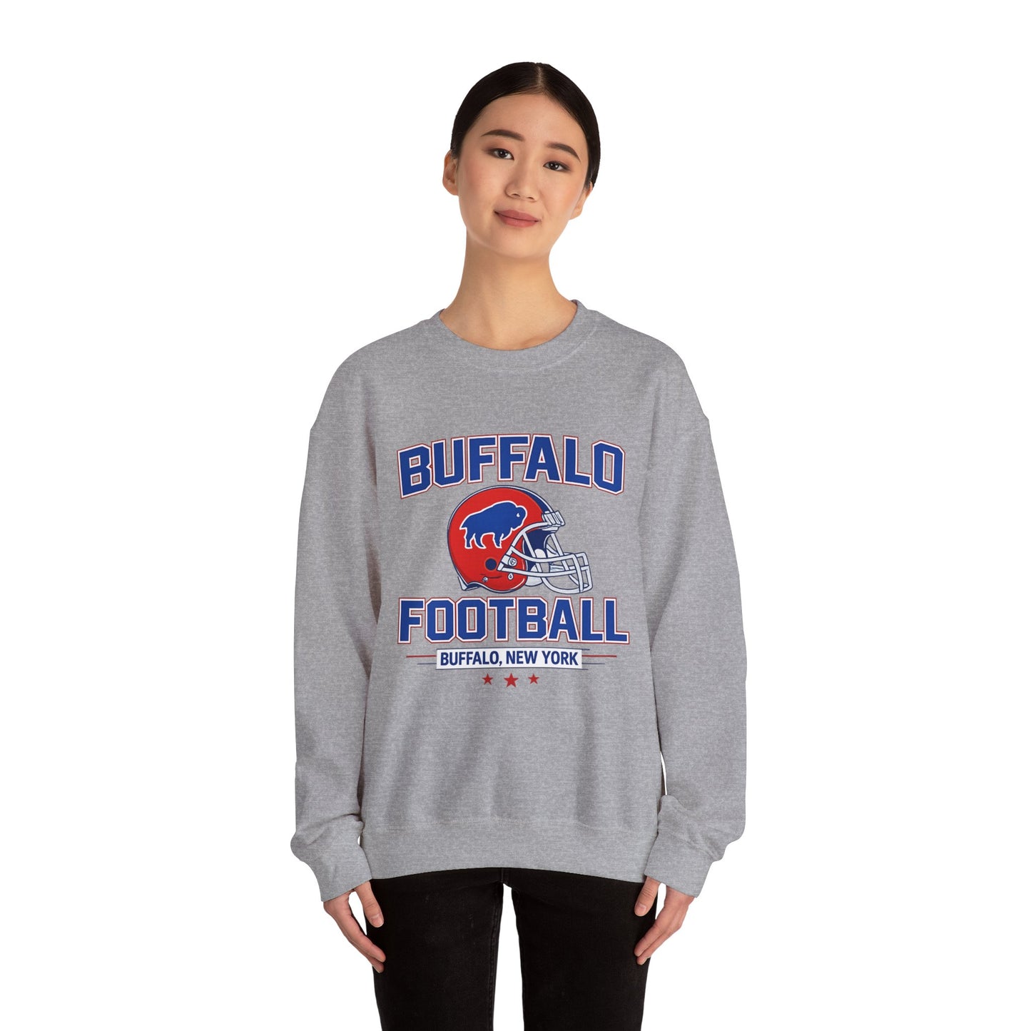 Buffalo Football Crewneck Sweatshirt – 716 Helmet Graphic | Teesrus716