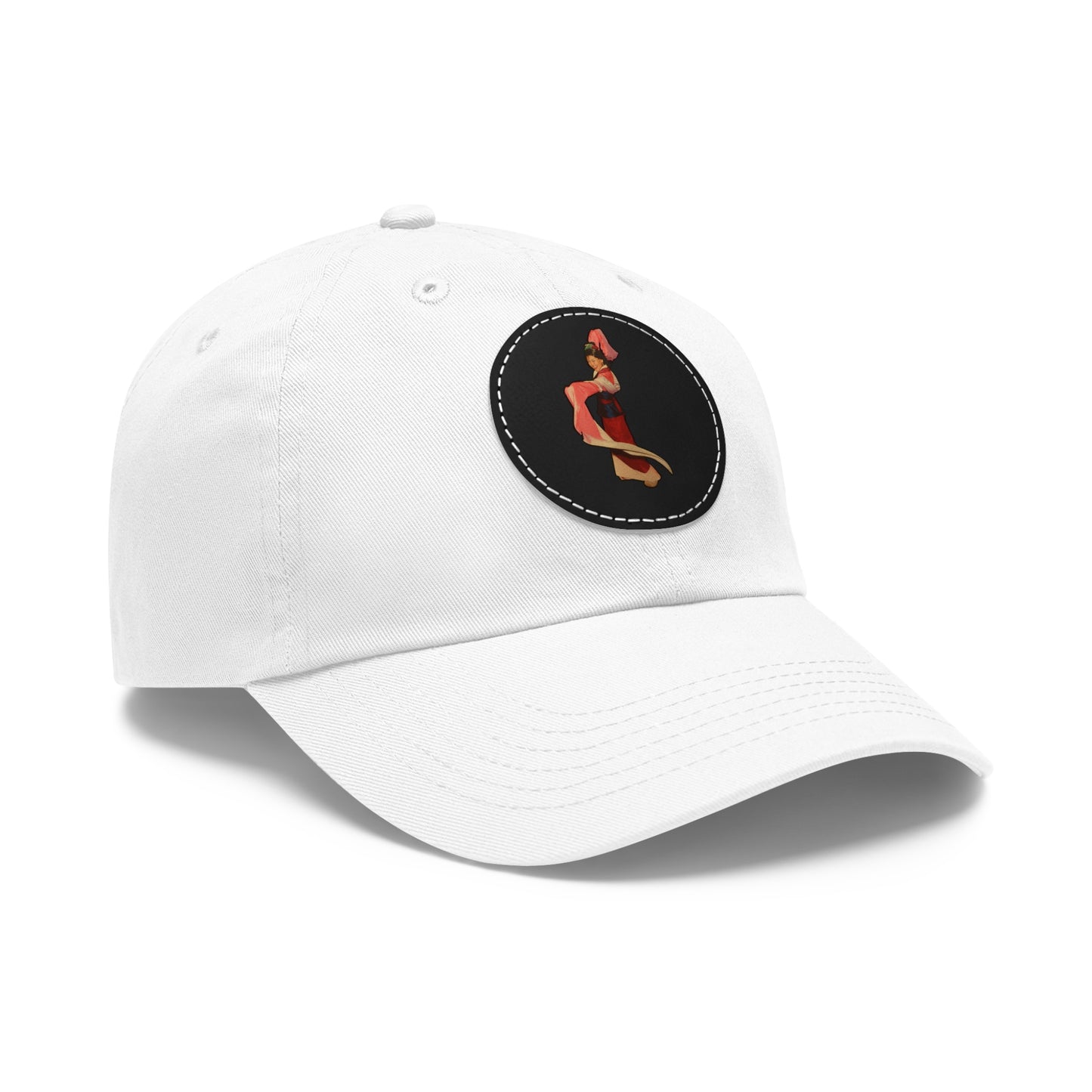 Vintage Pin-Up Leather Patch Dad Hat — Retro Pinup Girl Embroidered Cap