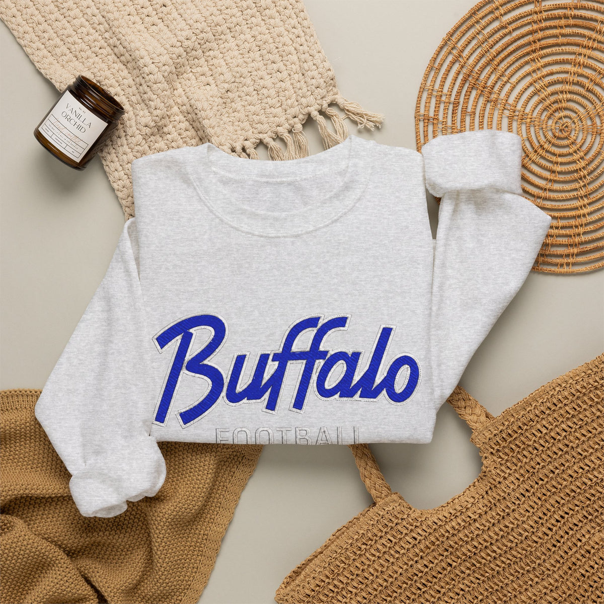 Buffalo Football Nickel City Crewneck Sweatshirt | Vintage Embroidered Buffalo Football Sweatshirt