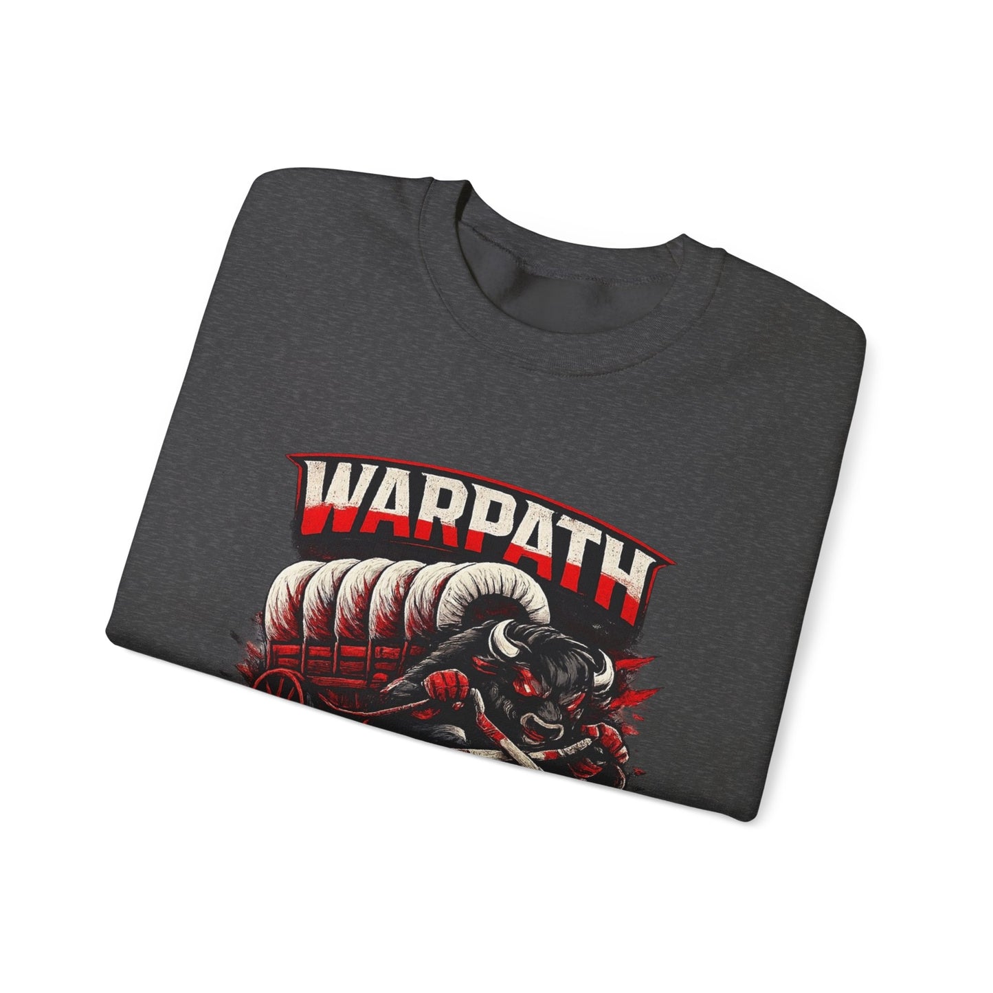 Buffalo Hockey Warpath Crewneck Sweatshirt — Black & Red Team Design