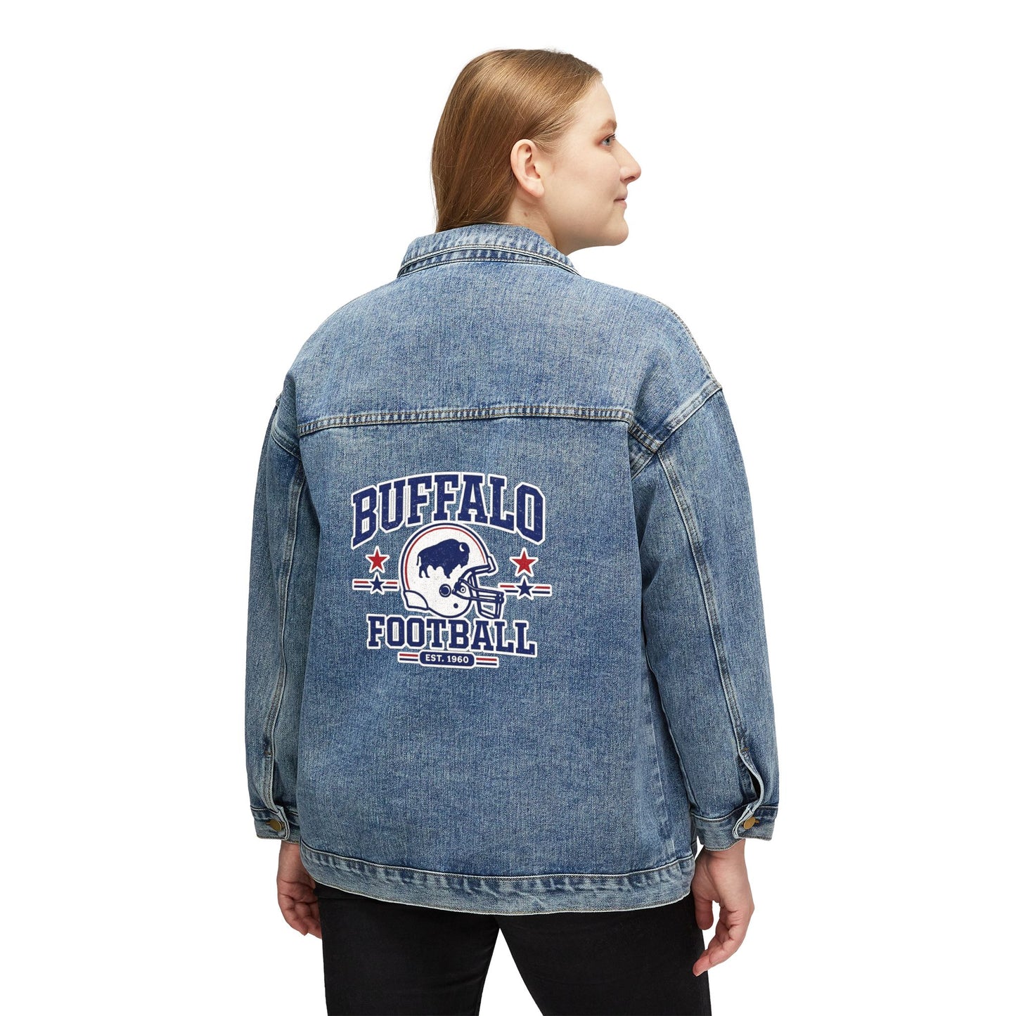 Women’s Buffalo Football Denim Jacket | Vintage Game Day Jean Jacket