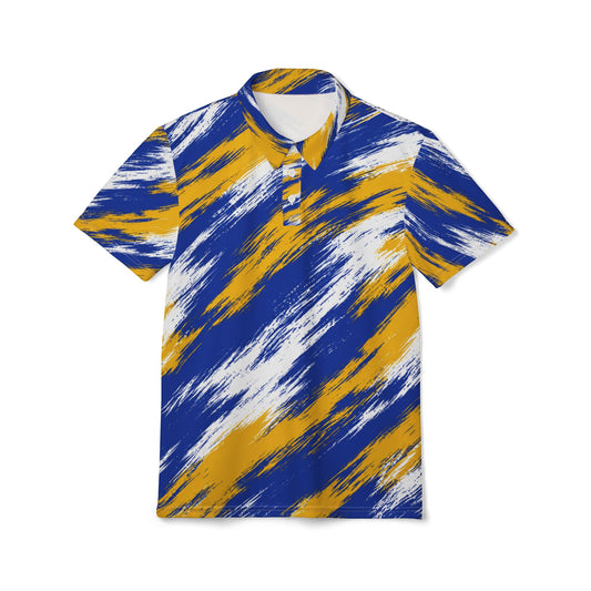 Buffalo Hockey Polo Shirt – Blue & Gold Brushstroke Design | Buffalo NY Fan Apparel