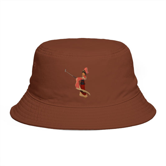 Brown Bucket Hat with Vintage Circus Performer Embroidery
