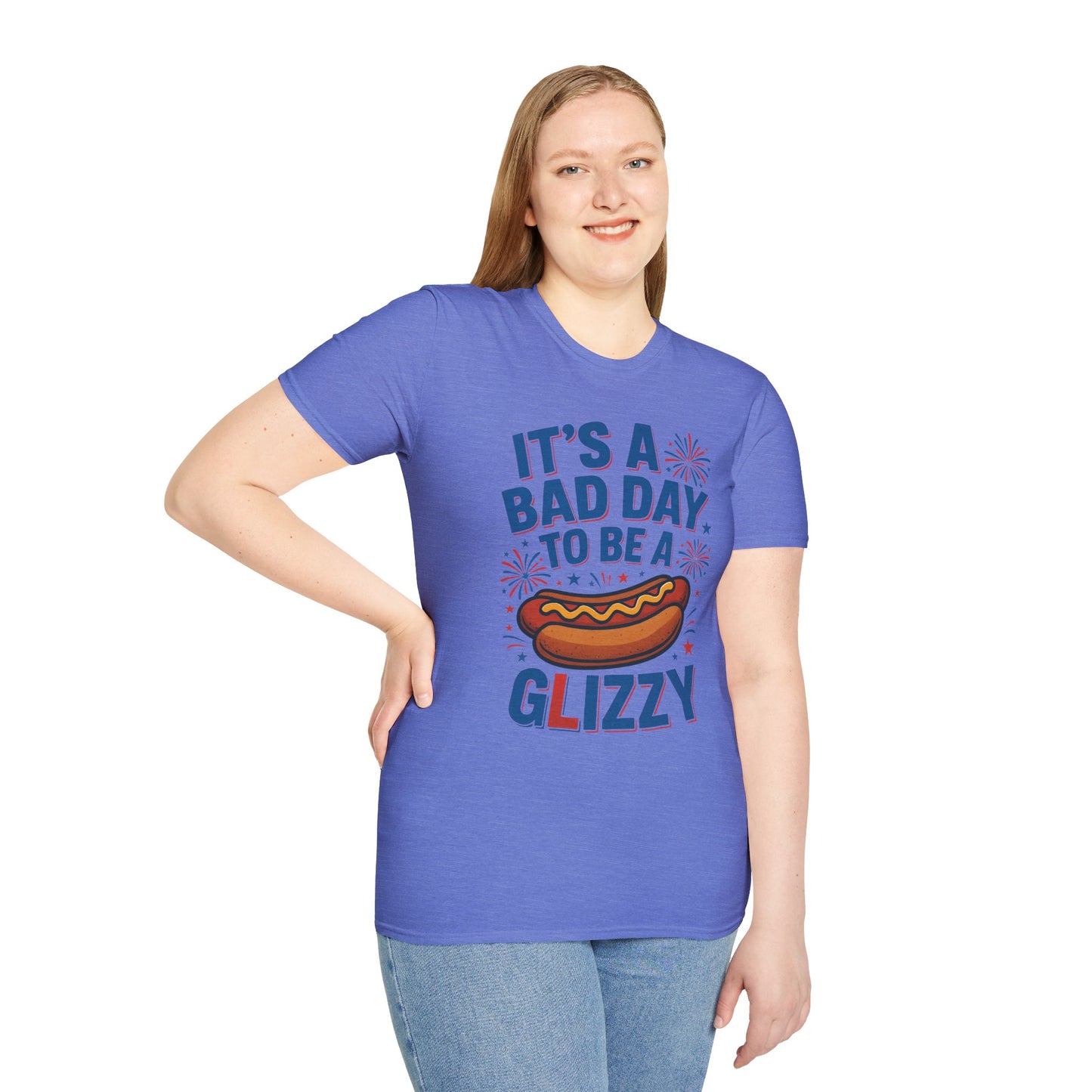 Fourth of July GLIZZY Unisex Softstyle T-Shirt, Patriotic Independence Day Tee, America Flag Shirt, Memorial Day Apparel, Red White Blue