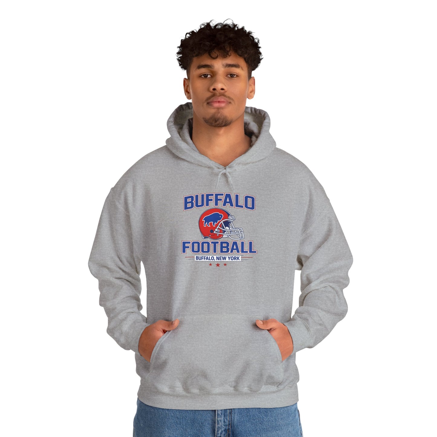 Buffalo Football Hoodie | Vintage Buffalo Helmet Pullover Hoodie | Buffalo NY Fan Apparel