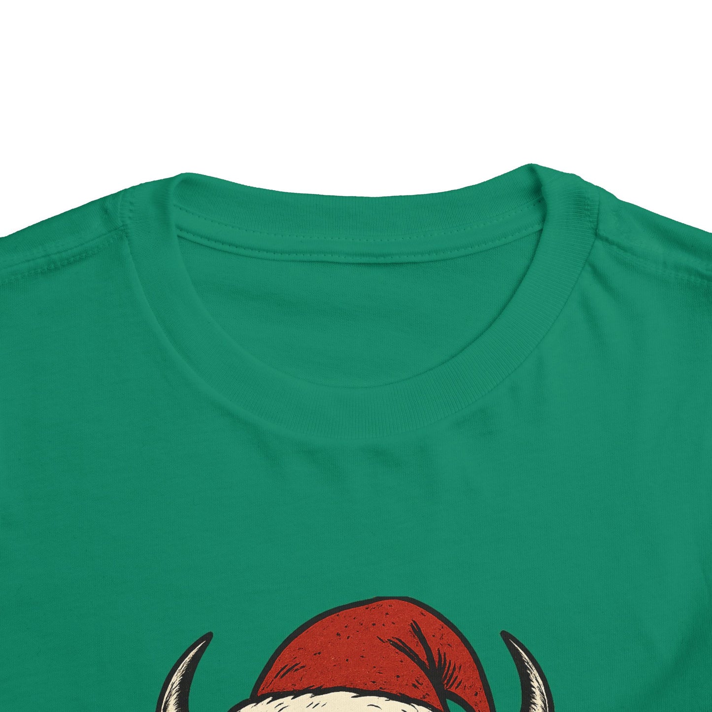 Toddler Tee — Buffalo Head in Santa Hat Christmas Shirt