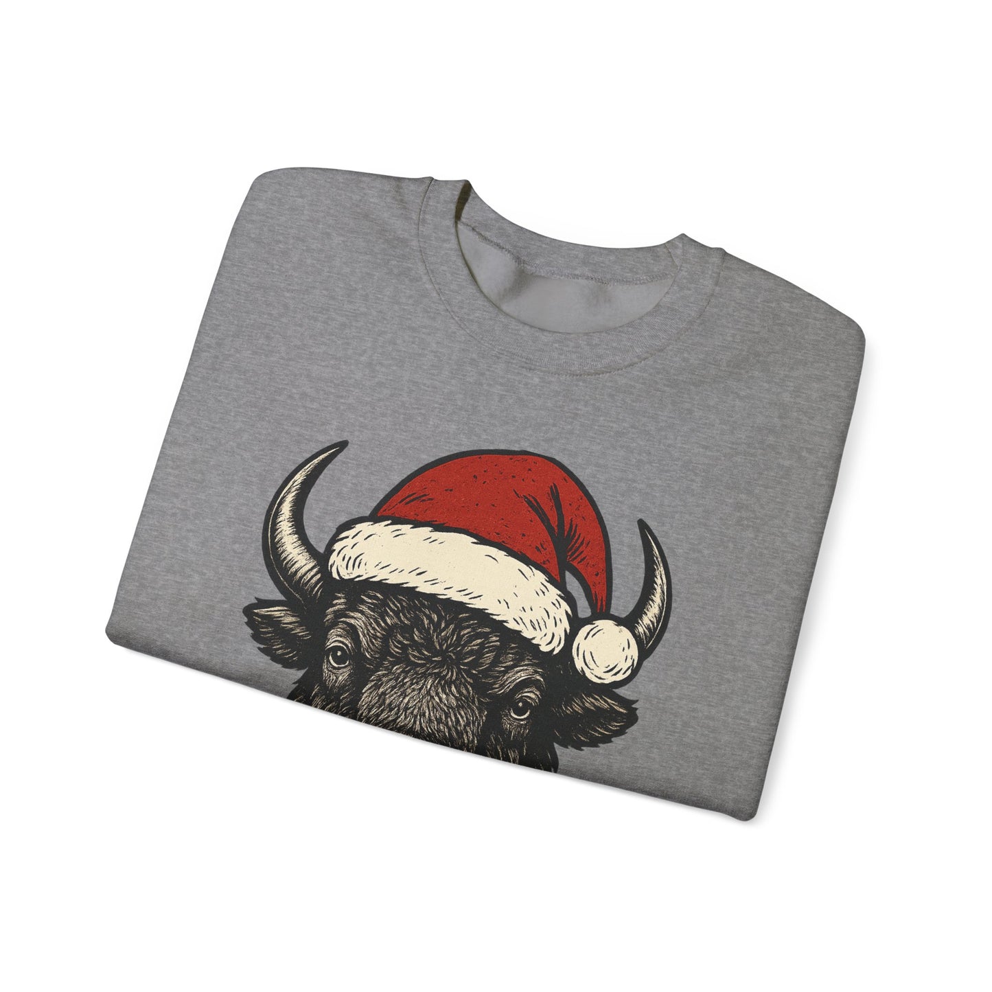 Buffalo Santa Crewneck Sweatshirt — Festive Bison Holiday Pullover