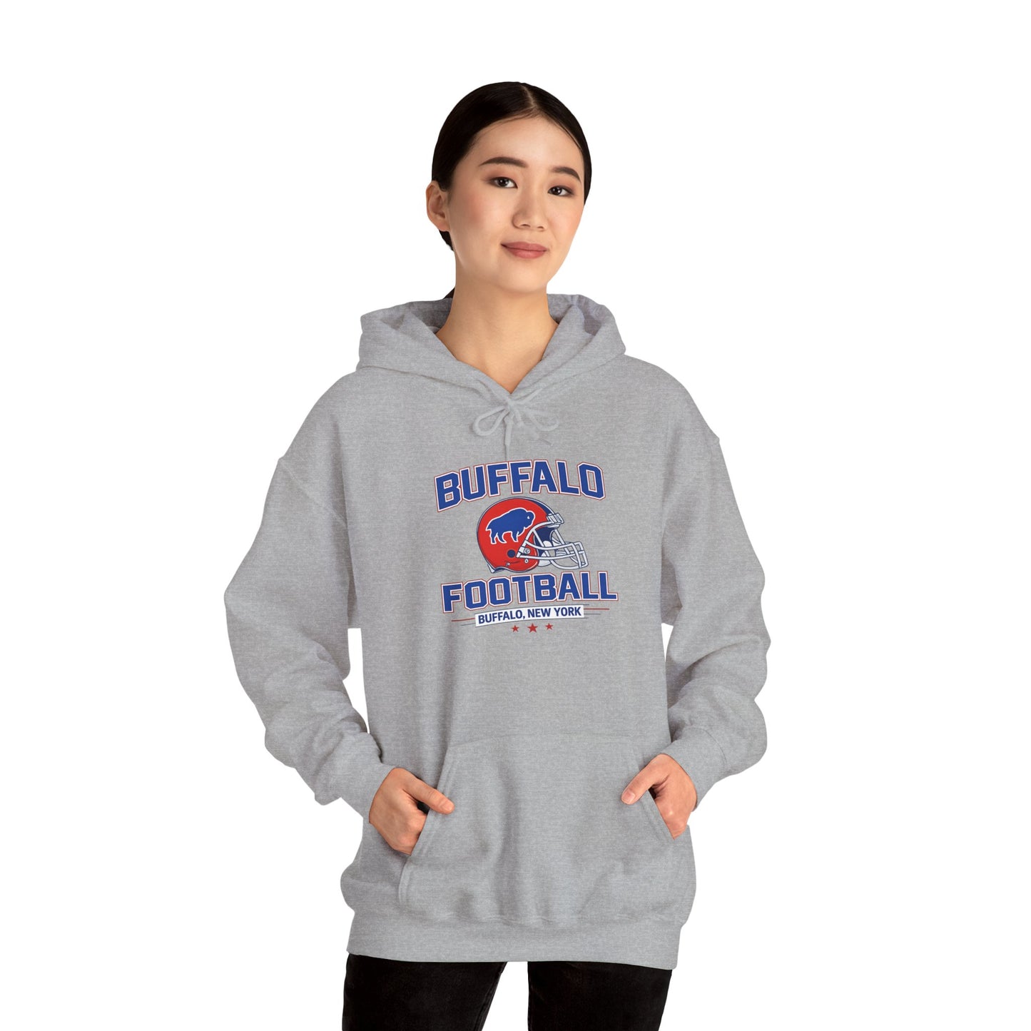 Buffalo Football Hoodie | Vintage Buffalo Helmet Pullover Hoodie | Buffalo NY Fan Apparel