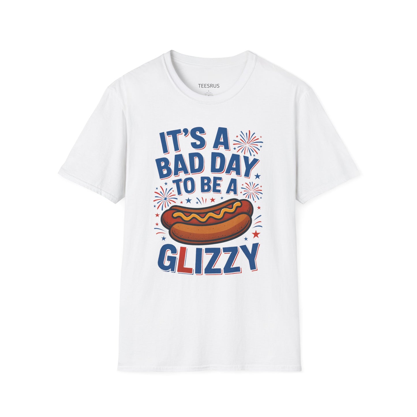 Fourth of July GLIZZY Unisex Softstyle T-Shirt, Patriotic Independence Day Tee, America Flag Shirt, Memorial Day Apparel, Red White Blue