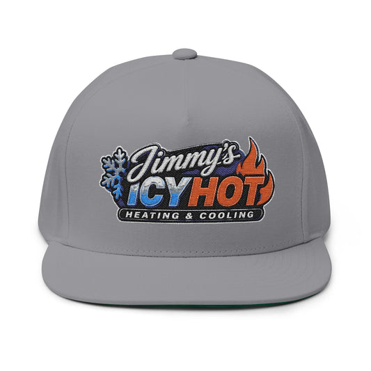 Embroidered Flat Bill Cap — "Jimmy’s Icy Hot Heating & Cooling" Logo