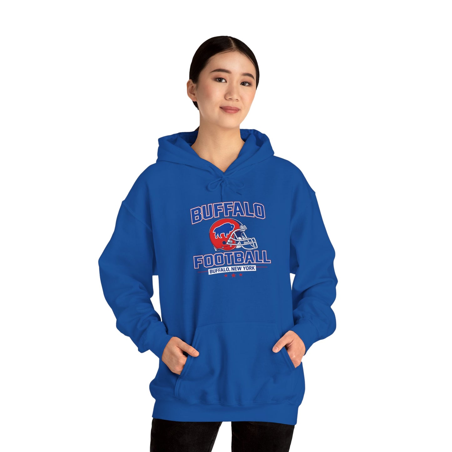 Buffalo Football Hoodie | Vintage Buffalo Helmet Pullover Hoodie | Buffalo NY Fan Apparel