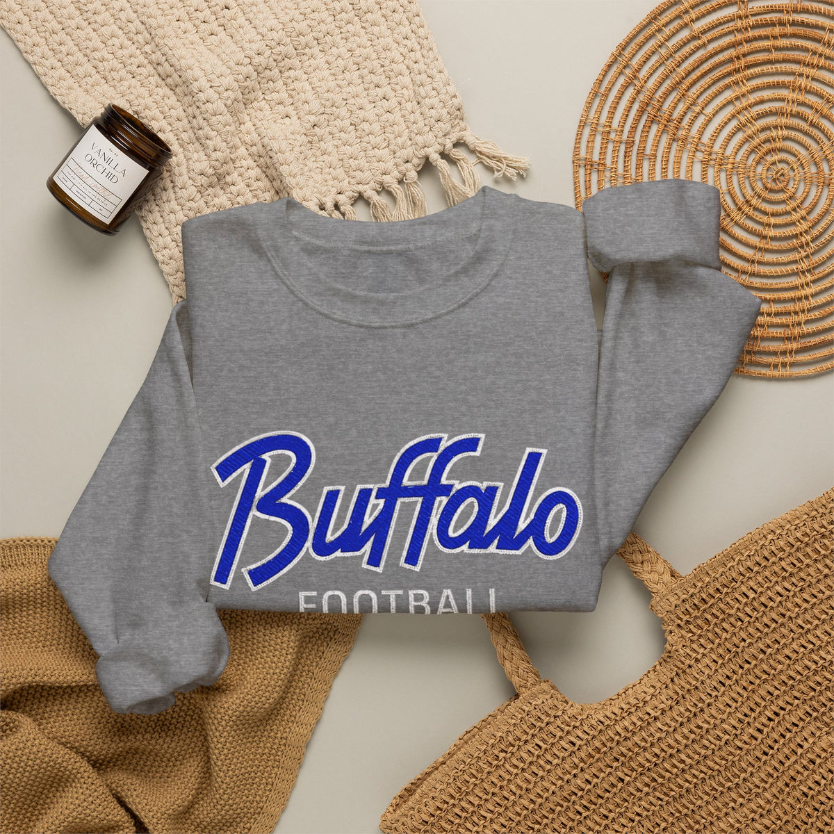 Buffalo Football Nickel City Crewneck Sweatshirt | Vintage Embroidered Buffalo Football Sweatshirt
