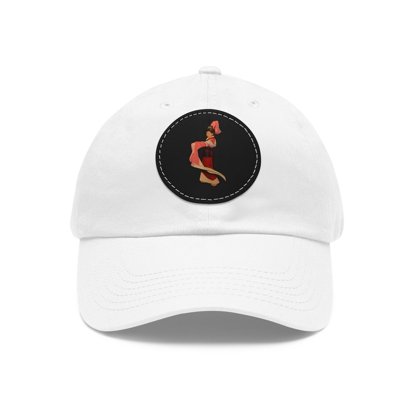 Vintage Pin-Up Leather Patch Dad Hat — Retro Pinup Girl Embroidered Cap