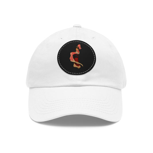Vintage Pin-Up Leather Patch Dad Hat — Retro Pinup Girl Embroidered Cap