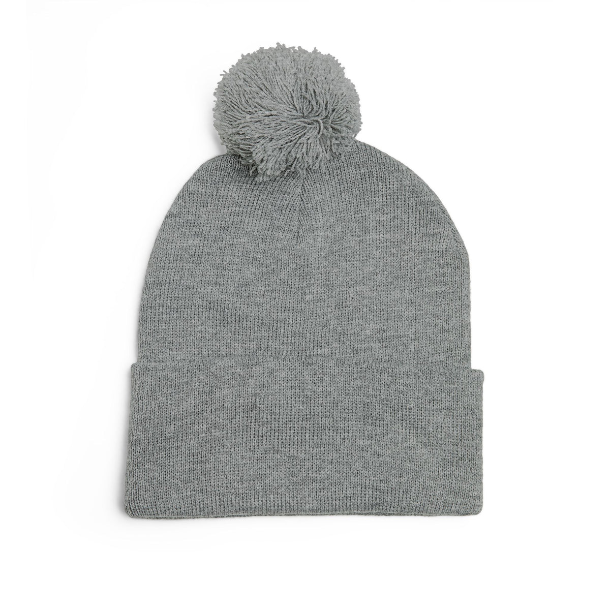 Embroidered Pom-Pom Knit Cap — 'Buffalo Football' Gray Winter Beanie