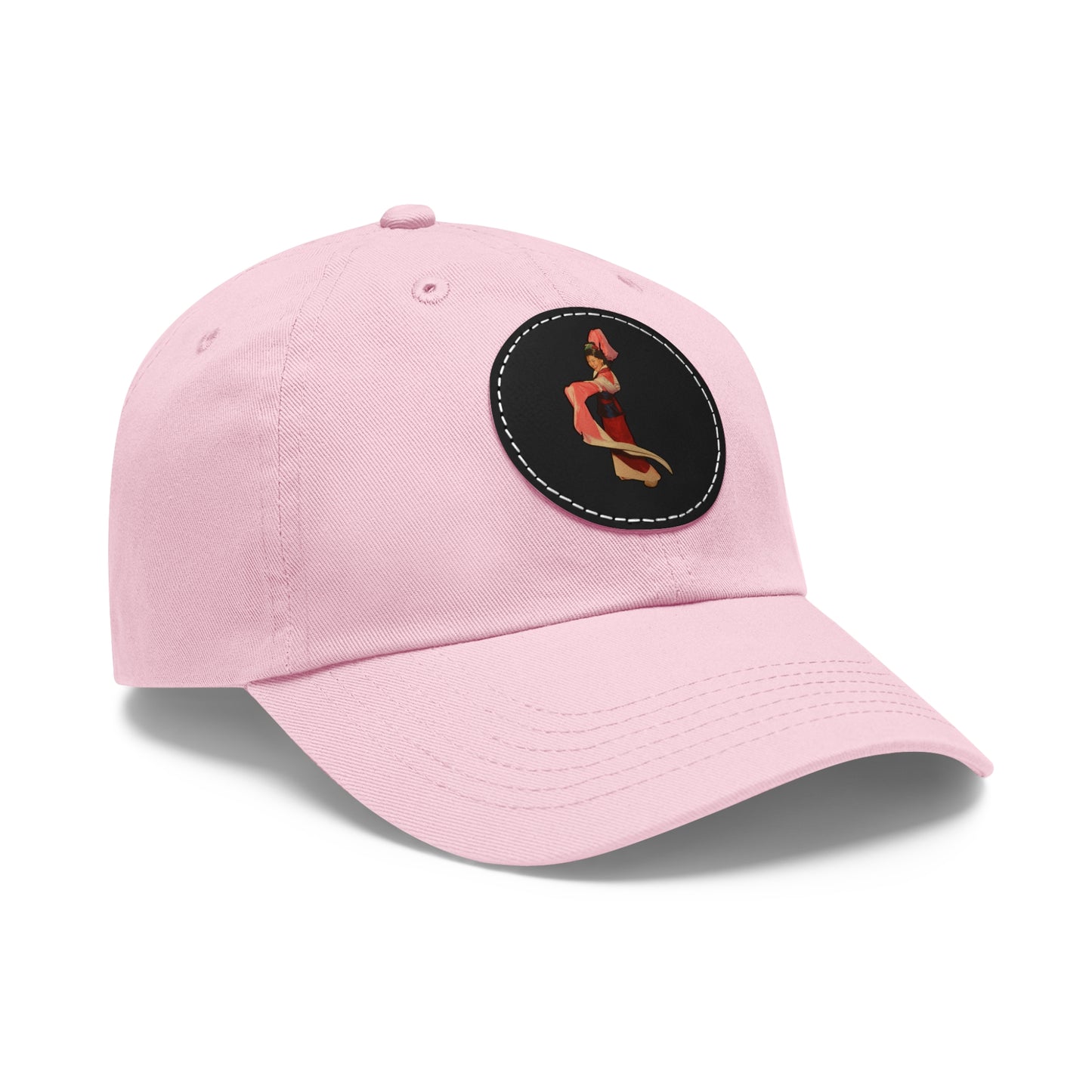 Vintage Pin-Up Leather Patch Dad Hat — Retro Pinup Girl Embroidered Cap