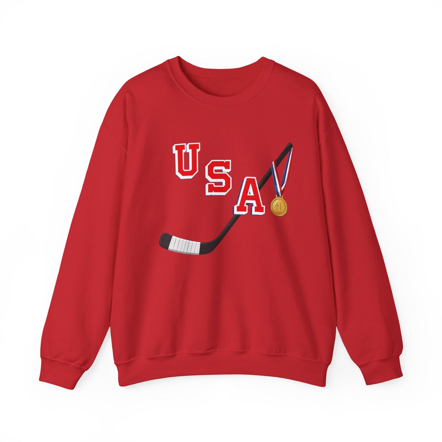 USA Hockey Sweatshirt with Gold Medal Graphic