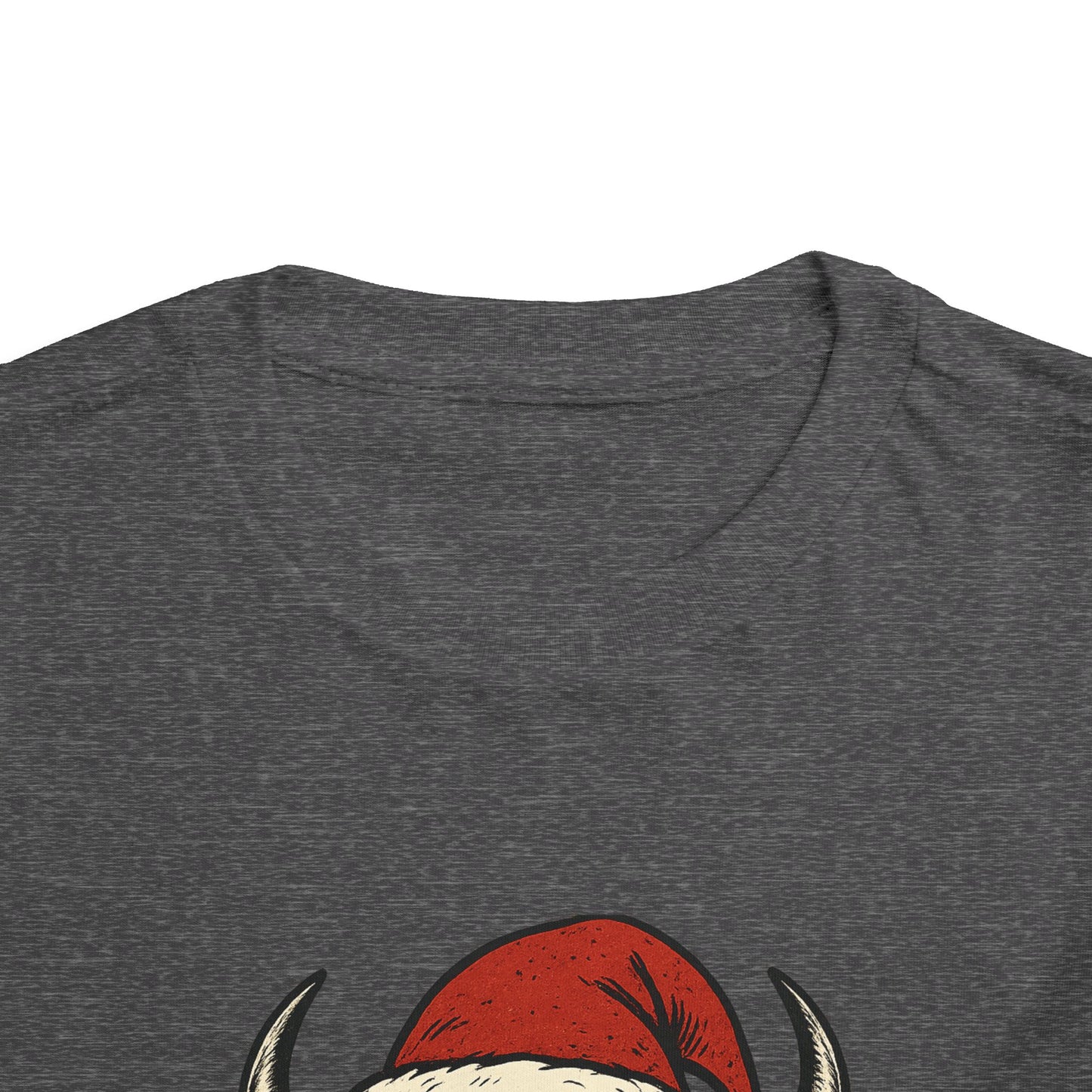 Toddler Tee — Buffalo Head in Santa Hat Christmas Shirt