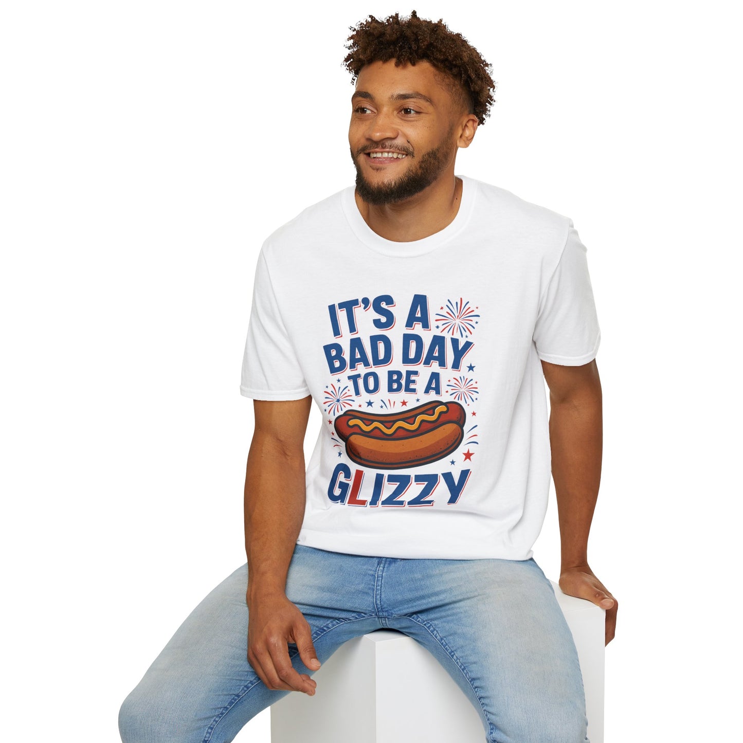 Fourth of July GLIZZY Unisex Softstyle T-Shirt, Patriotic Independence Day Tee, America Flag Shirt, Memorial Day Apparel, Red White Blue
