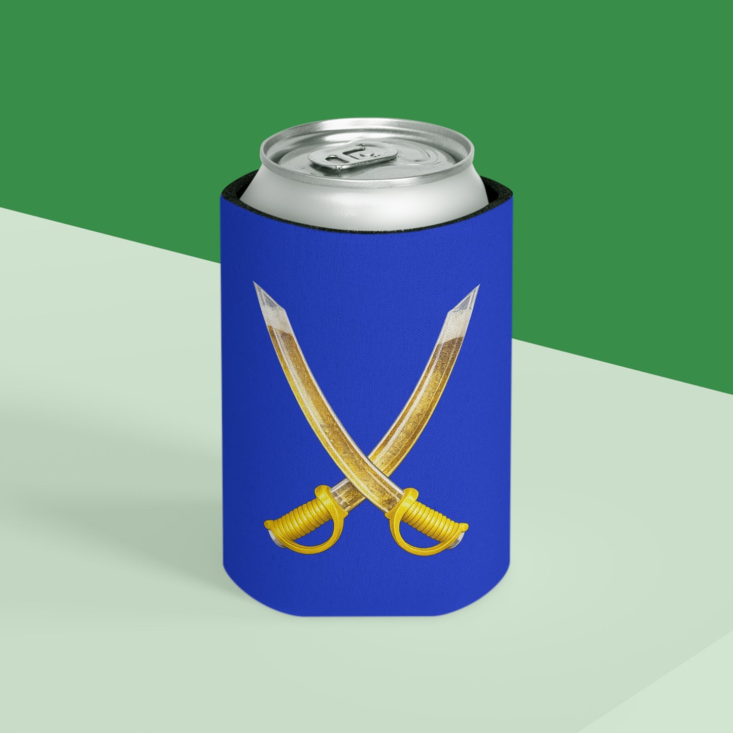 Buffalo Hockey Beer Can Cooler – Blue & Gold Crossed Beer Sabers