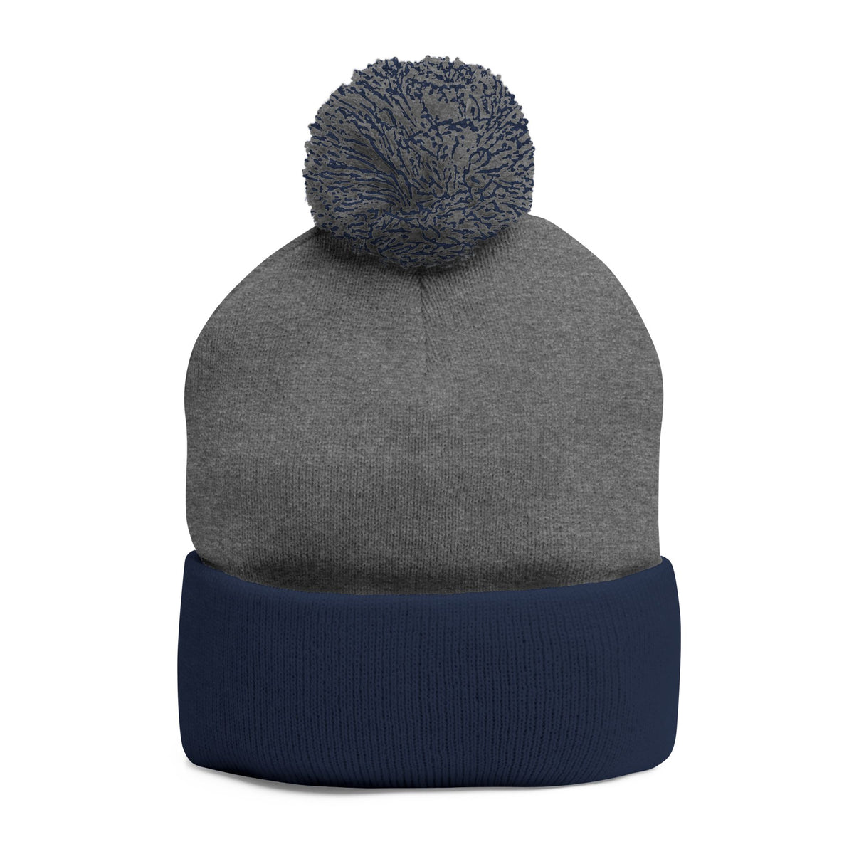Embroidered Pom-Pom Knit Cap — 'Buffalo Football' Gray Winter Beanie