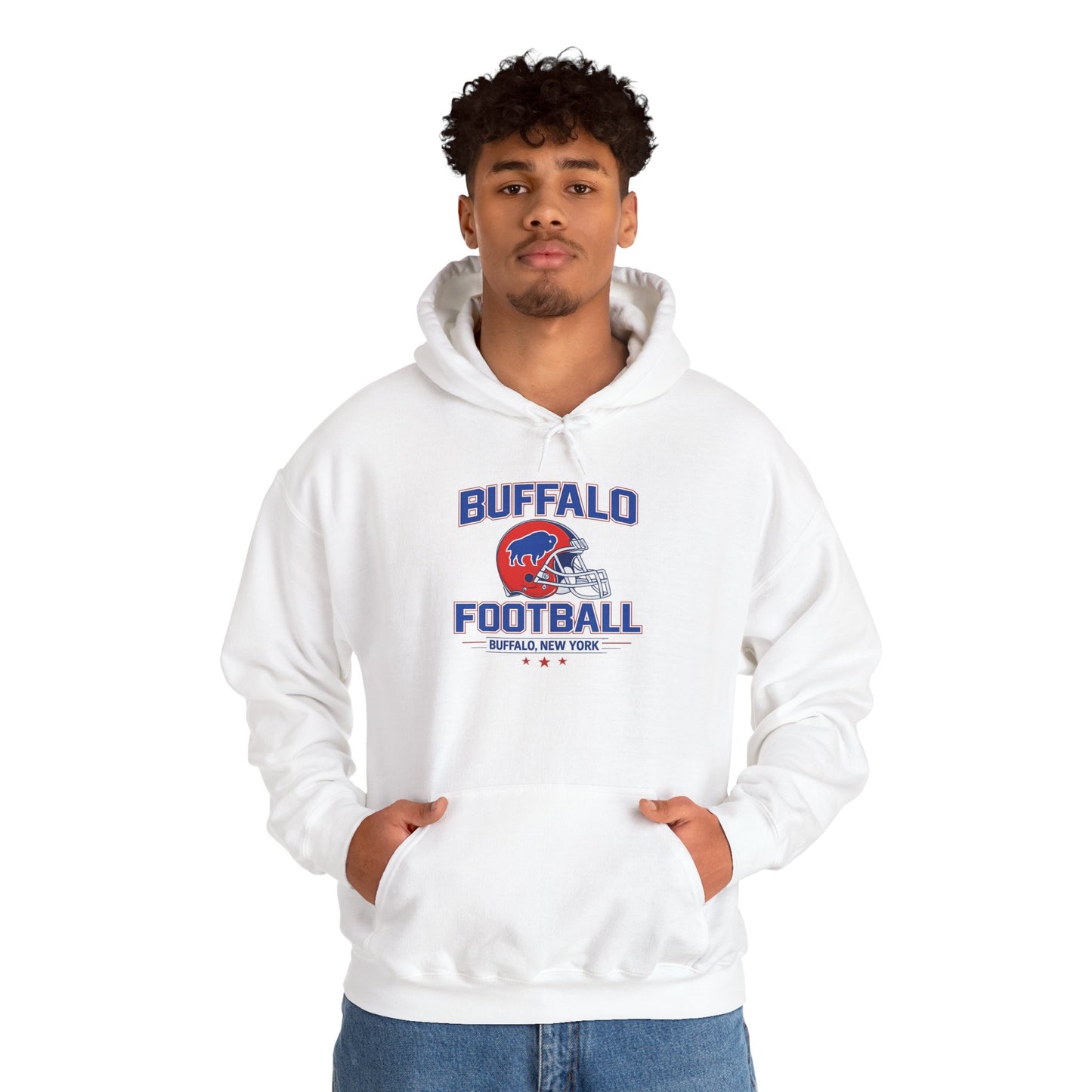 Buffalo Football Hoodie | Vintage Buffalo Helmet Pullover Hoodie | Buffalo NY Fan Apparel