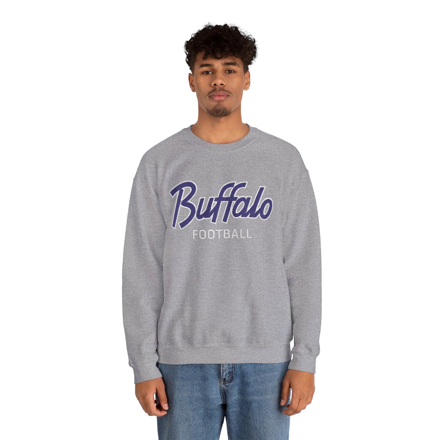 Buffalo Football Nickel City Crewneck Sweatshirt | Vintage Embroidered Buffalo Football Sweatshirt