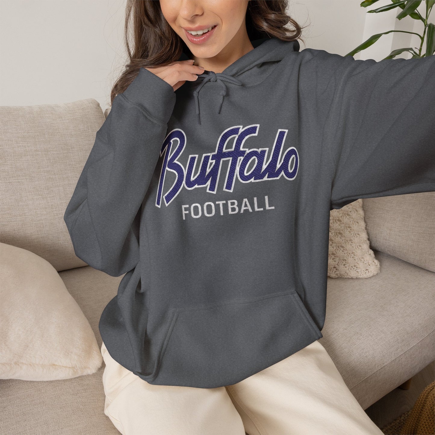 Buffalo Football Nickel City Hoodie | Vintage Embroidered Buffalo Football Hooded Sweatshirt