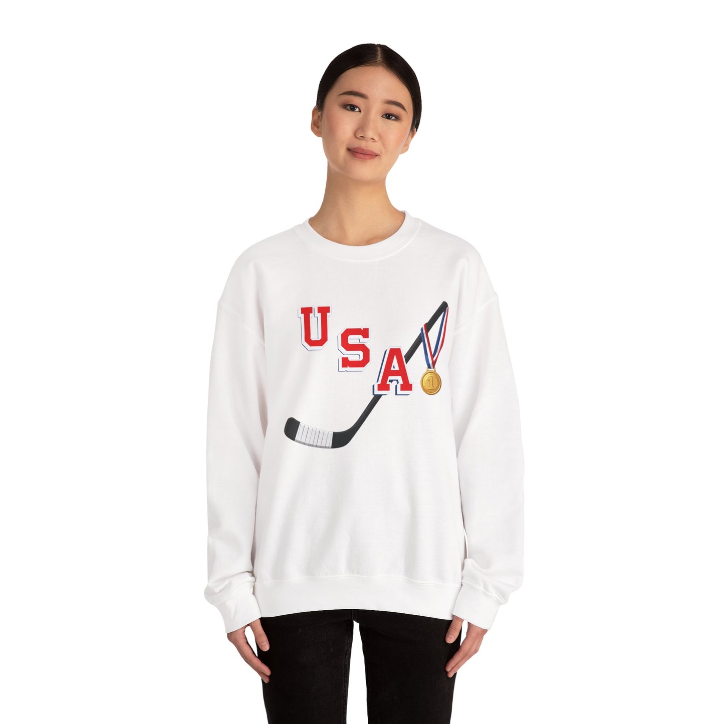 USA Hockey Sweatshirt with Gold Medal Graphic